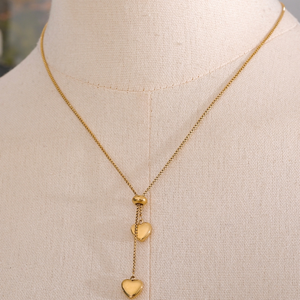 Wonderful Silver Hearts Long Pendant Necklace
